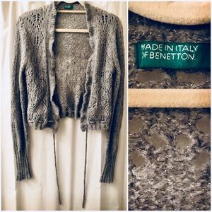 Vintage Benetton Cropped Sweater, Grey Sparkle